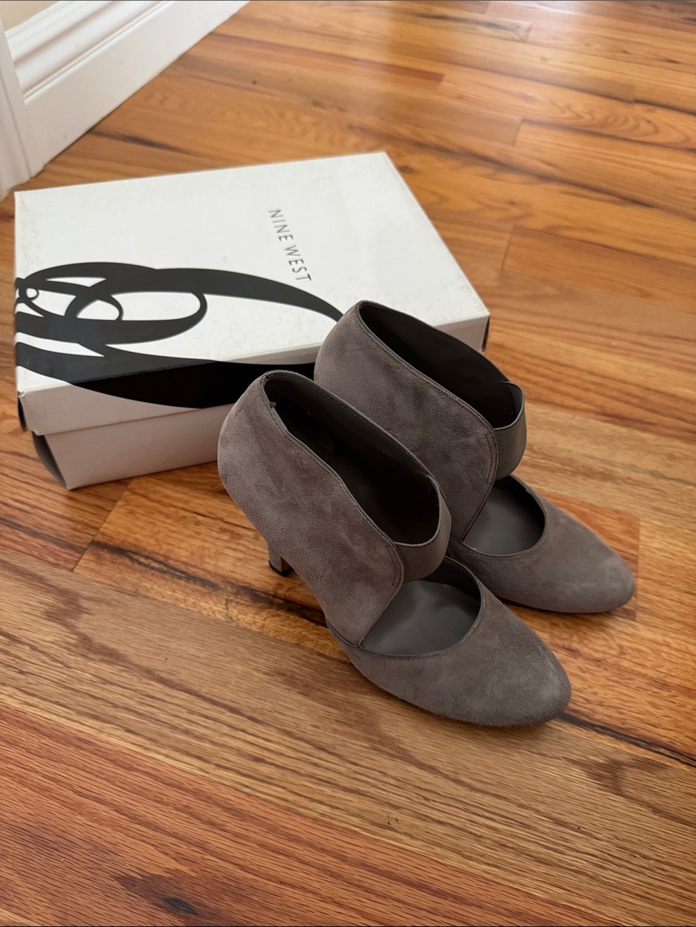 Nine West Gray Suede Heels
